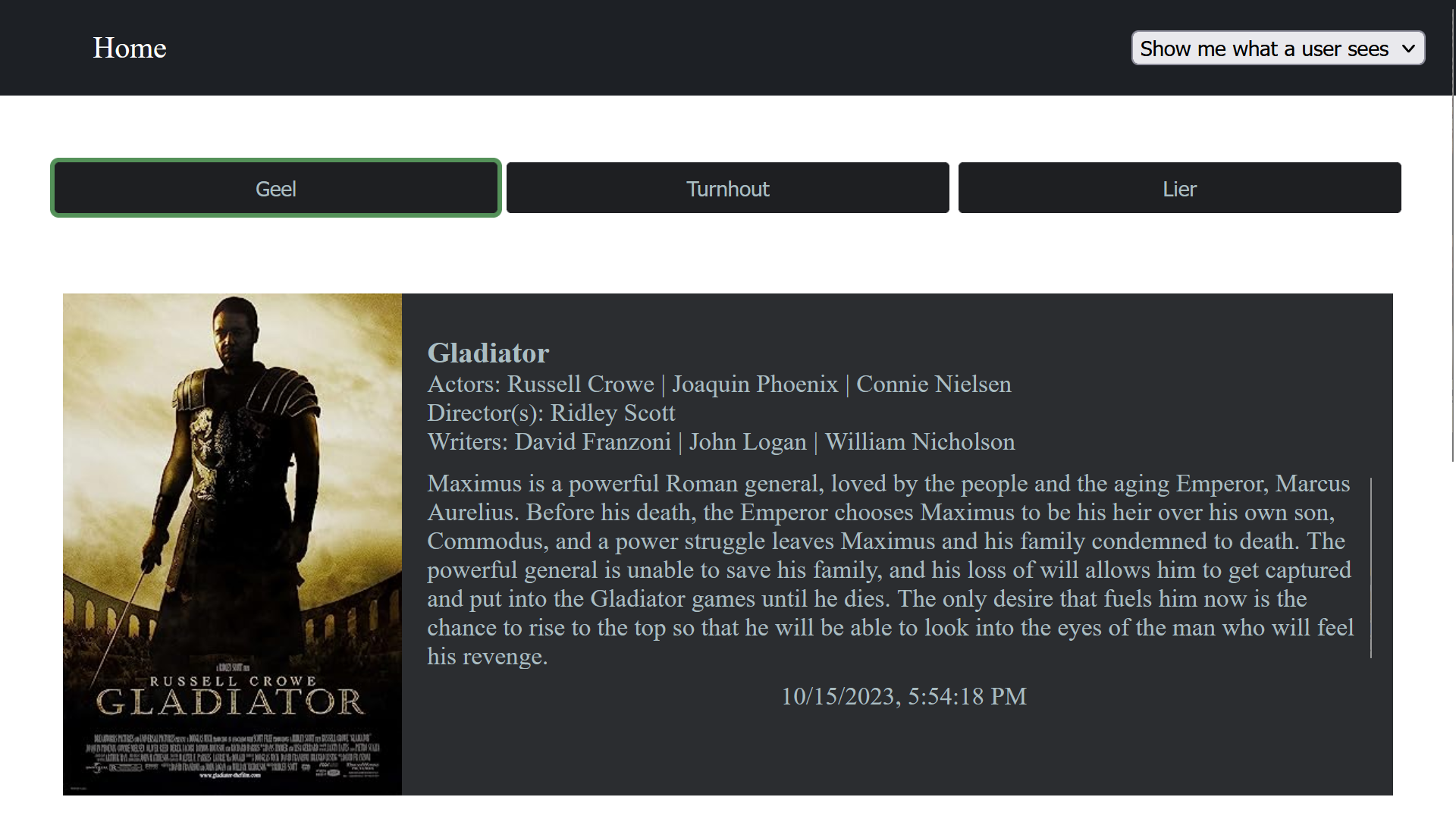 Overzicht films (User)