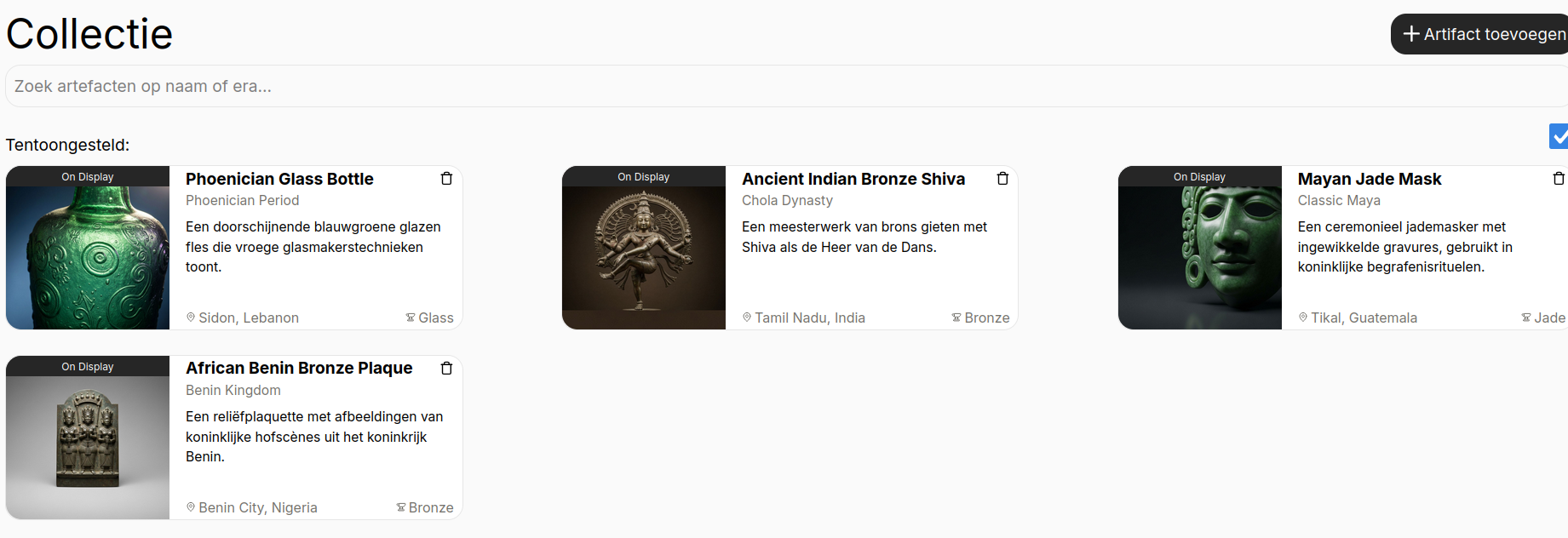 Filteren op tentoongesteld