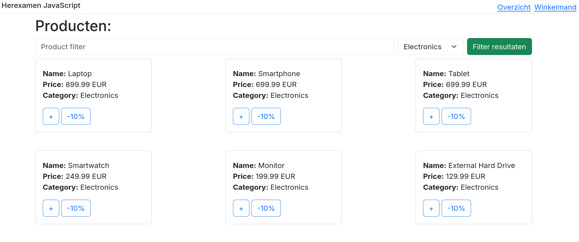 Filteren op categorie