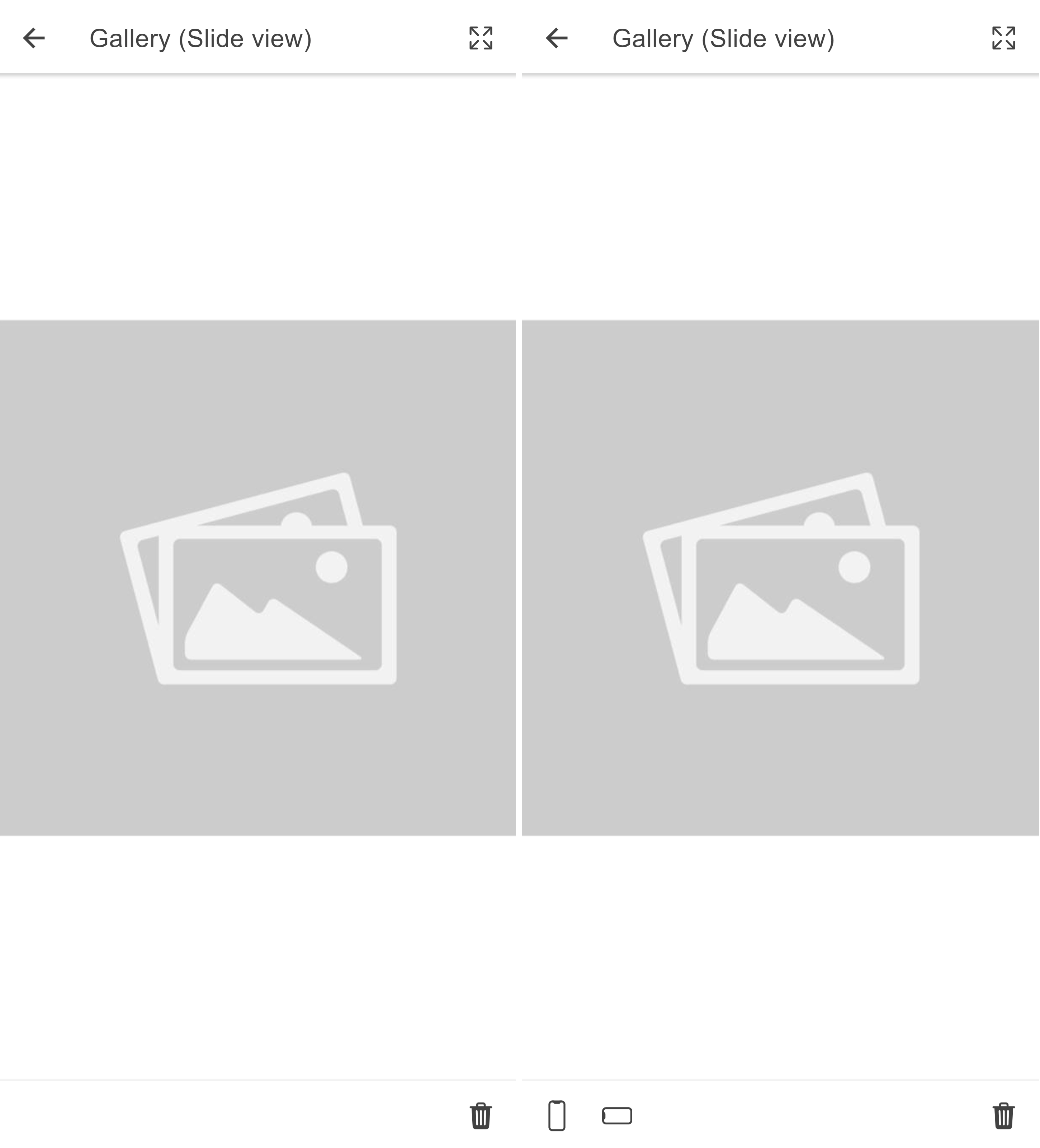 Slide View: PWA (links) & Native (rechts)