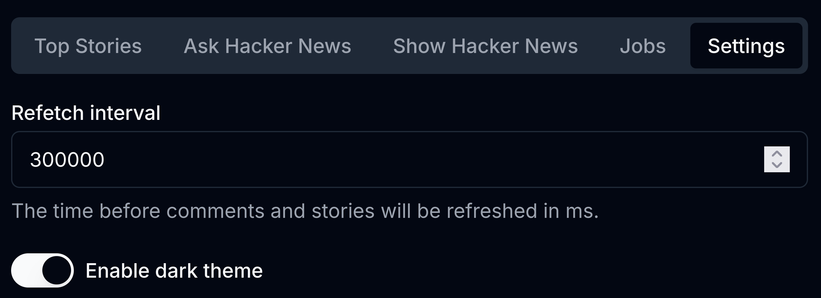Settings - Donker thema