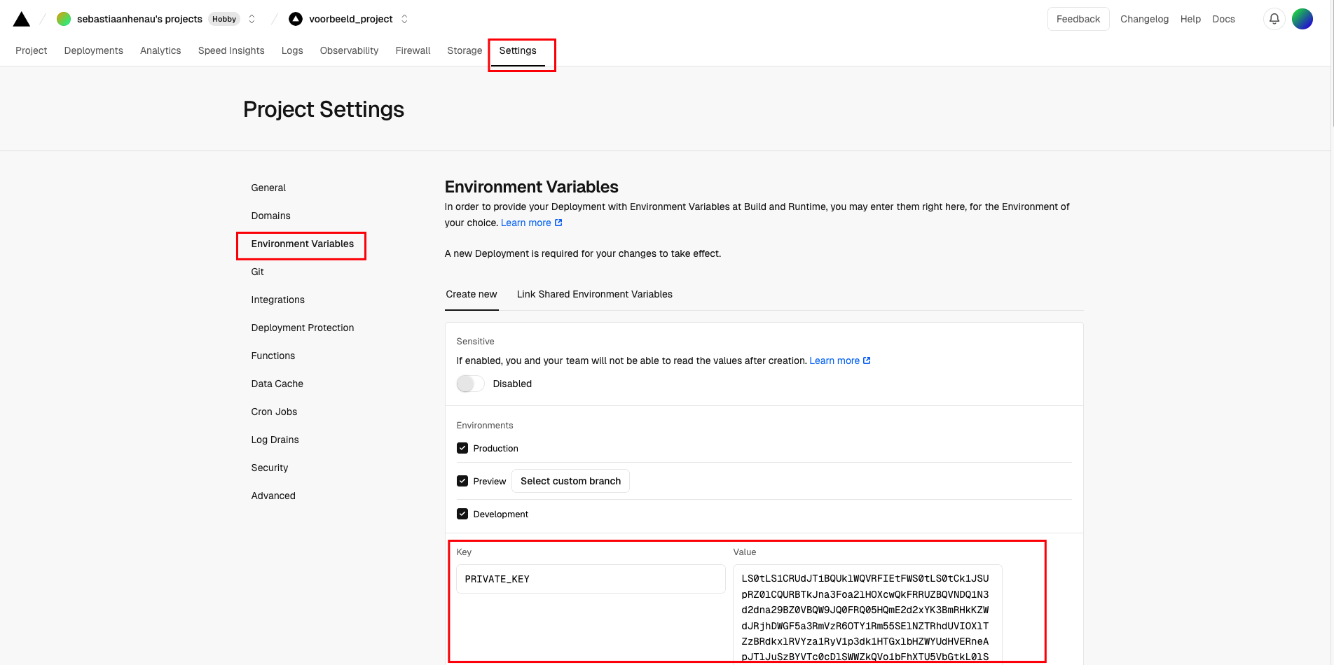 Environment variables
