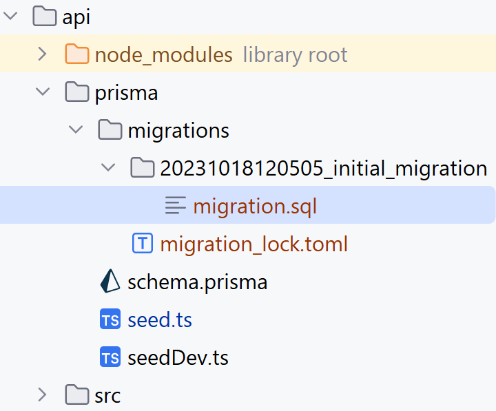 Gegenereerde SQL code voor migration