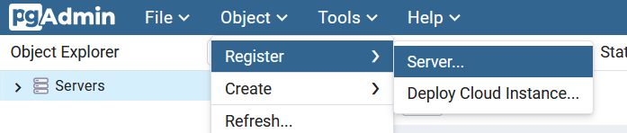 PgAdmin server toevoegen