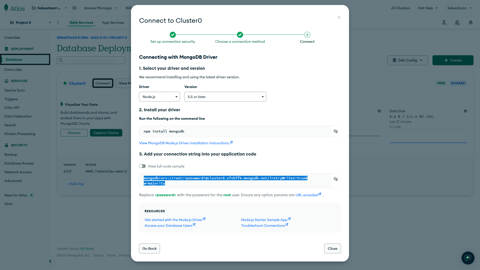 MongoDB Atlas - Connectionstring