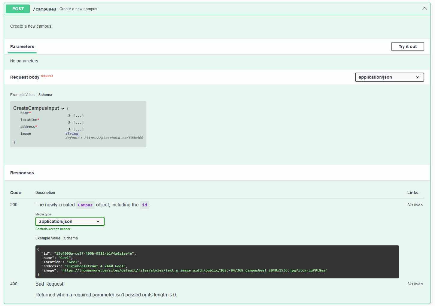 Swagger UI - Request body
