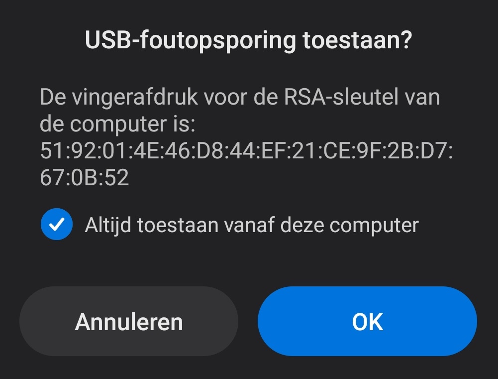 RSA sleutel goedkeuren