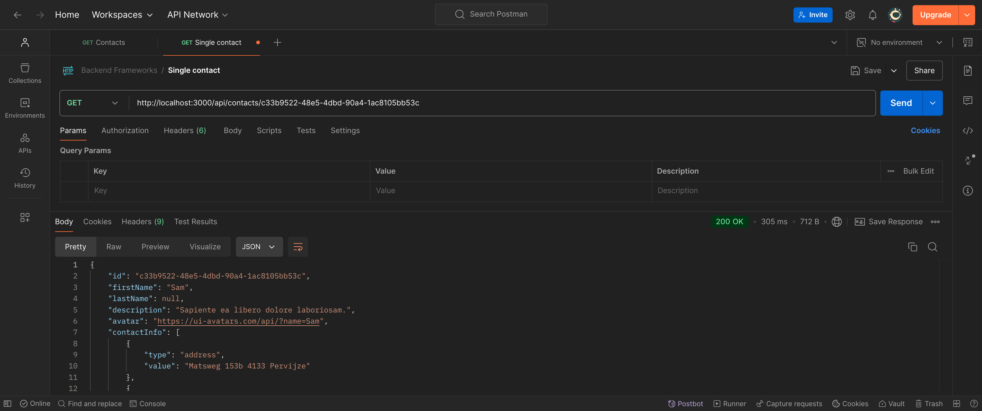 Eén contact ophalen