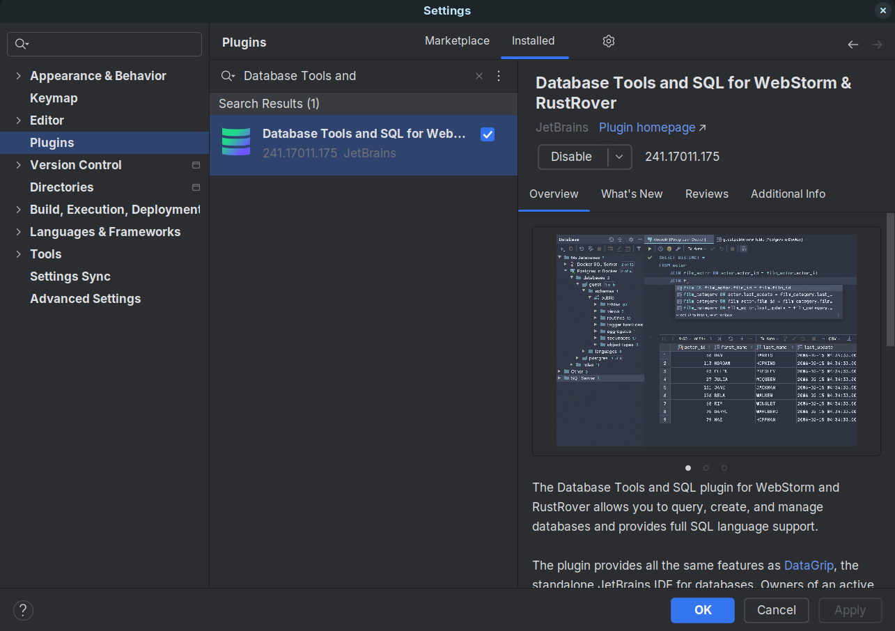 Database Tools plugin