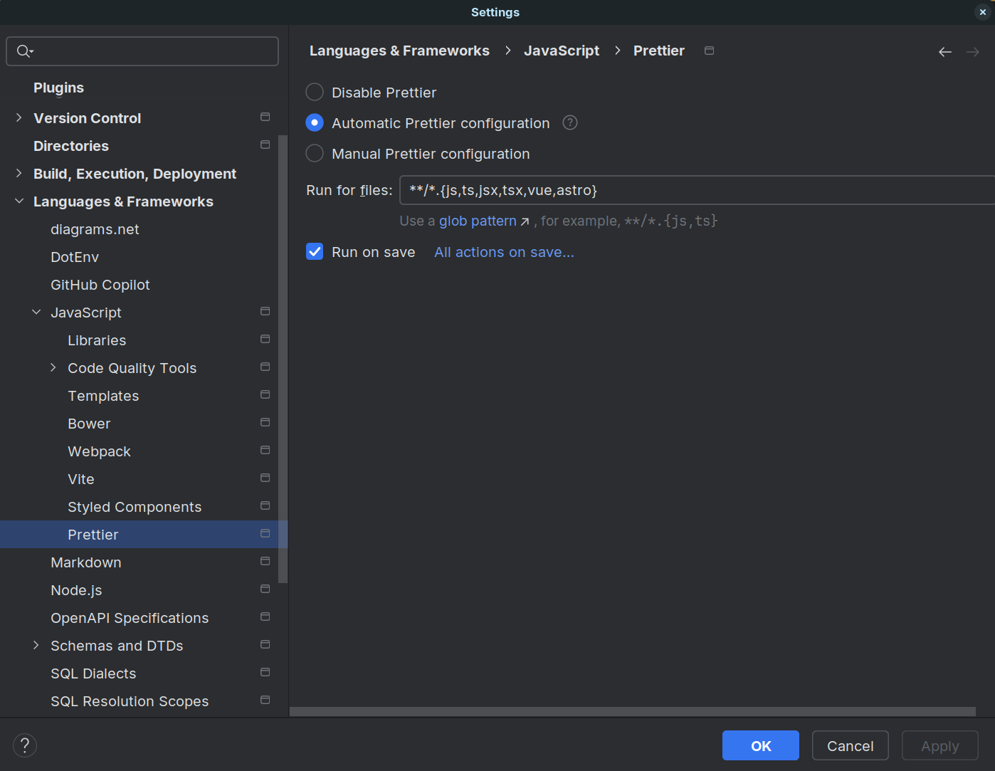 ESLint instellingen in WebStorm